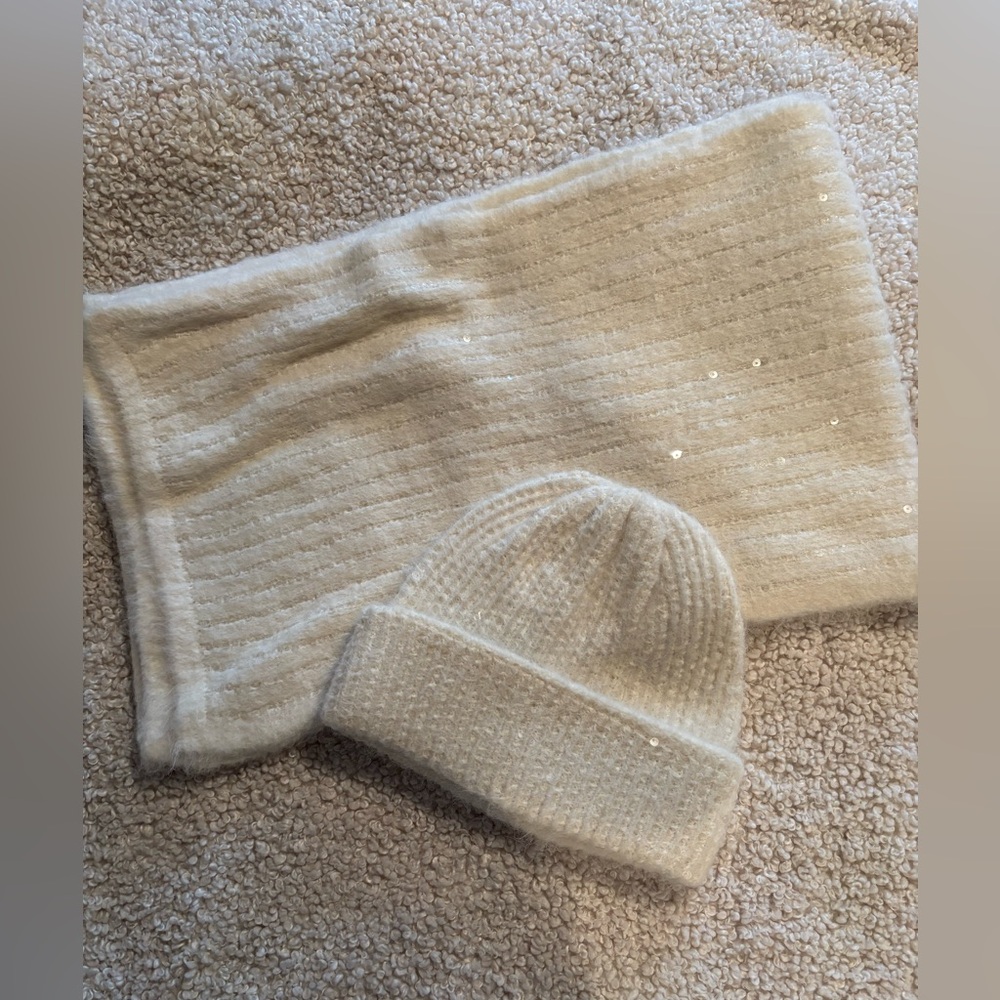 ZARA Cream Kids Scarf and Hat Set